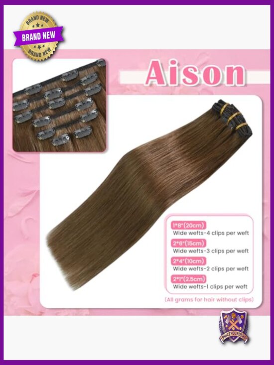18 Inch Clip In Hair Extensions Real Human Hair 75g 7pcs 16 Clips main image 7